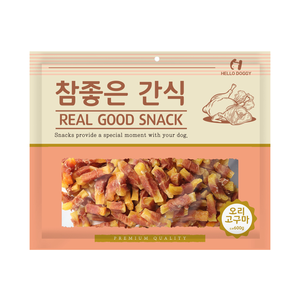 헬로도기 강아지대용량간식 건조 사사미 애견간식 오리고구마, 600g, 1개 - 메인 이미지