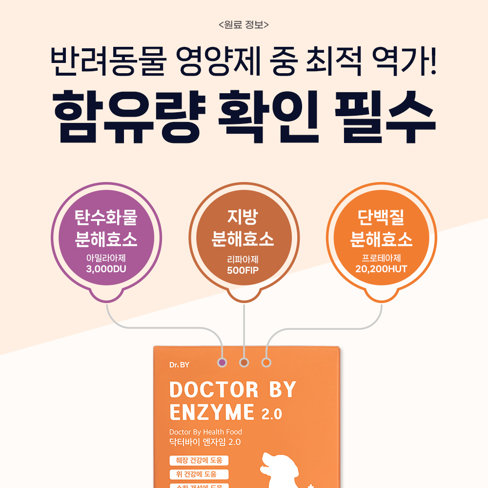 닥터바이 엔자임 강아지 소화 효소 소화불량 췌장영양제 30포, 1개