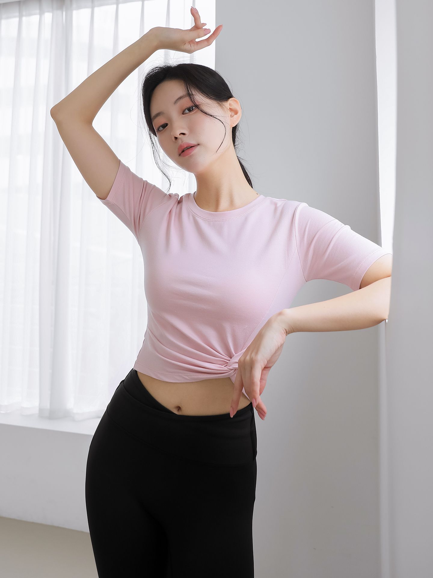 필라테스복 요가복 필라테스 상의 여름 반팔 크롭 운동복 - 상세 이미지 2