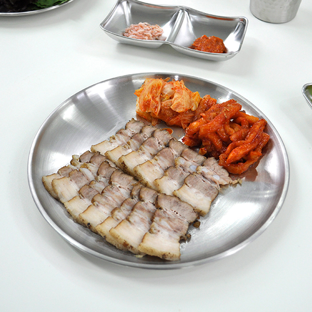 키친유 캠핑 스케치 스텐 원형접시 23cm 과일 보쌈 고기 접시 그릇 앞접시 플레이팅 식당 - 상세 이미지 3