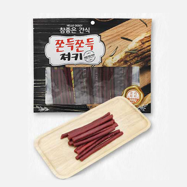 헬로도기 쫀득져키 대용량강아지간식 애견 건조간식 오리져키, 300g, 1개 - 메인 이미지