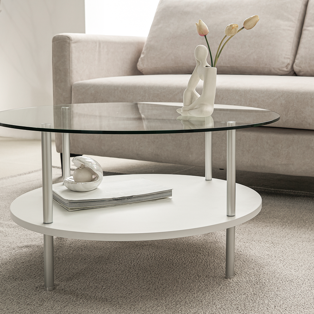 클라르 낮은 좌식테이블 높은 유리 소파 원형 티테이블 커피