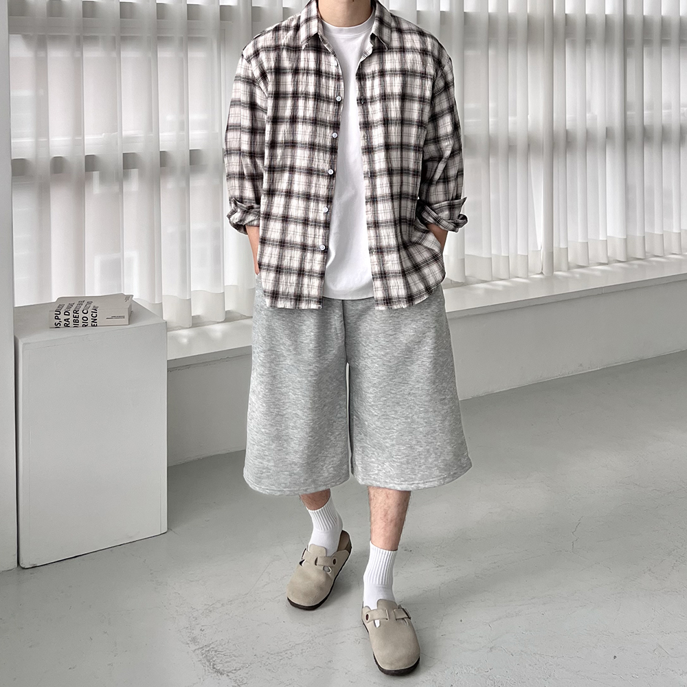 남자버뮤다팬츠 남자트랙팬츠 흰반바지 통큰바지 - 상세 이미지 5