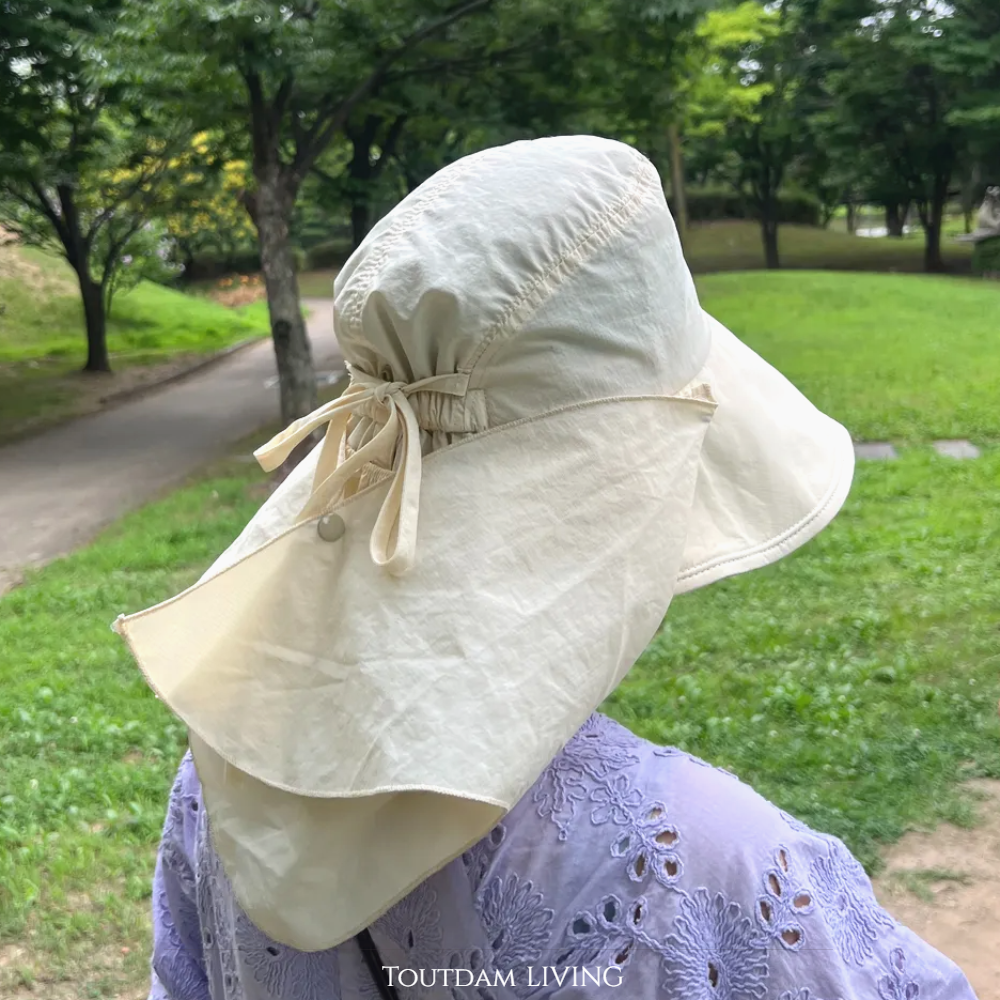 뚜담 뒷목가리개 골프 모자 썬캡 와이드챙 얼굴가리개 분리형 버킷햇 - 상세 이미지 5