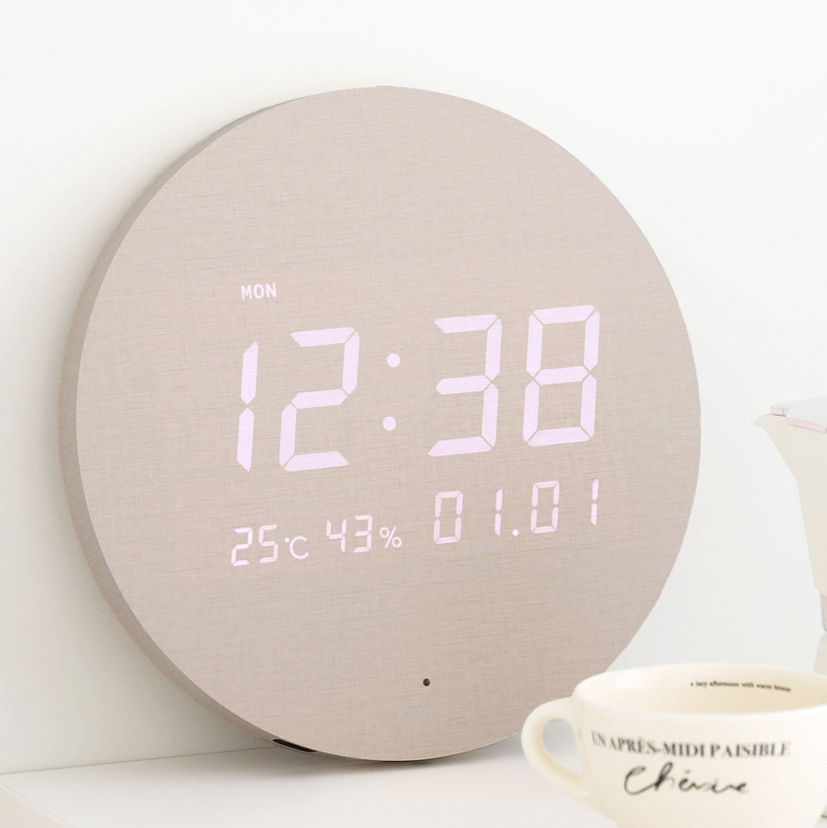 카파 무선 디지털 LED 벽시계 무소음 전자 벽걸이시계 30cm