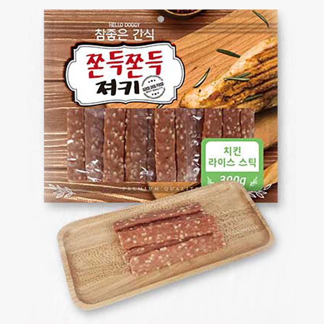 헬로도기 쫀득져키 대용량강아지간식 애견 건조간식 소고기+라이스스틱, 300g, 1개 - 상세 이미지 5