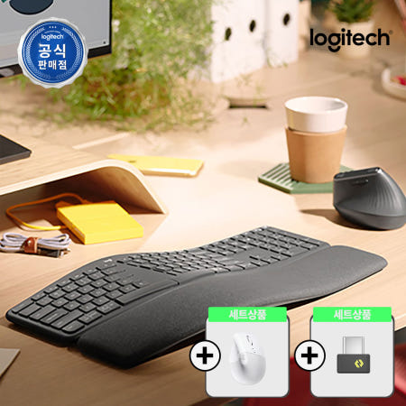 로지텍코리아 인체공학 C타입 세트 K860 + LIFT 페일그레이 무선 블루투스 키보드 마우스 세트 + BOLT C타입 USB 동글 리시버