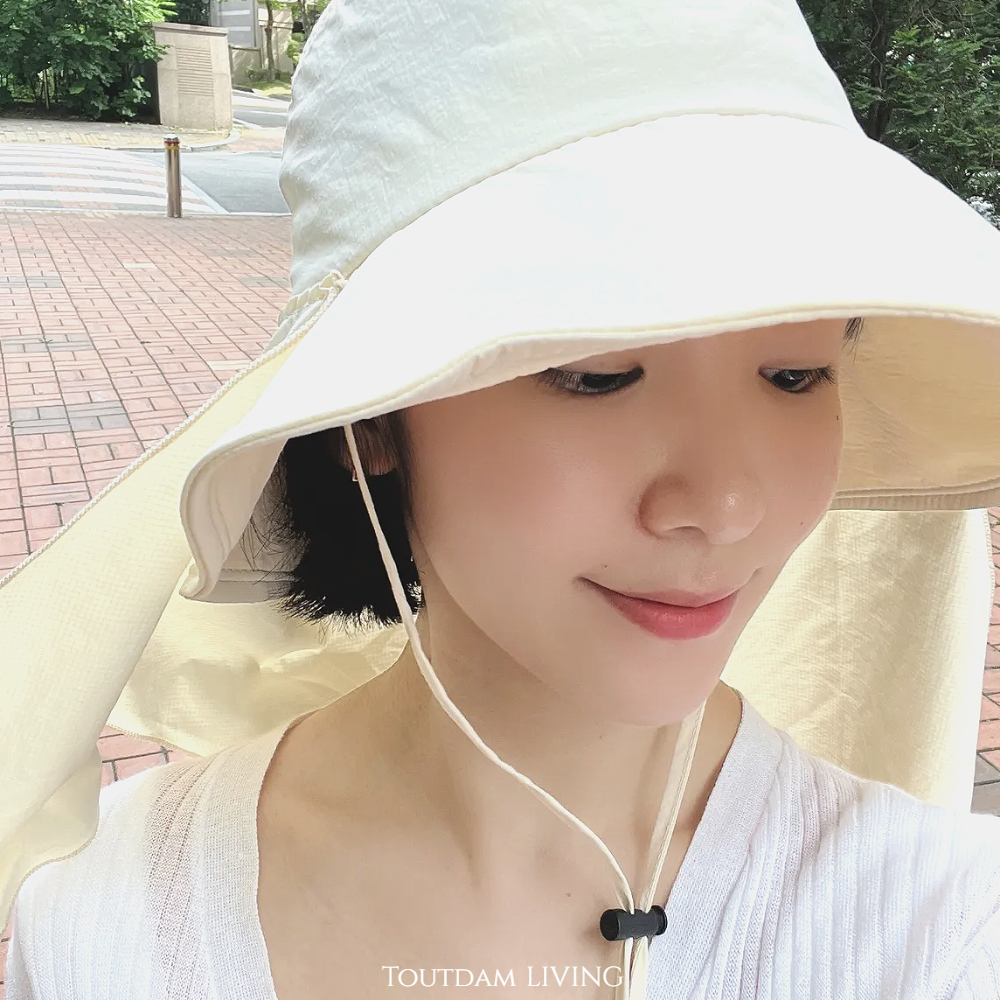 뚜담 뒷목가리개 골프 모자 썬캡 와이드챙 얼굴가리개 분리형 버킷햇 - 상세 이미지 4