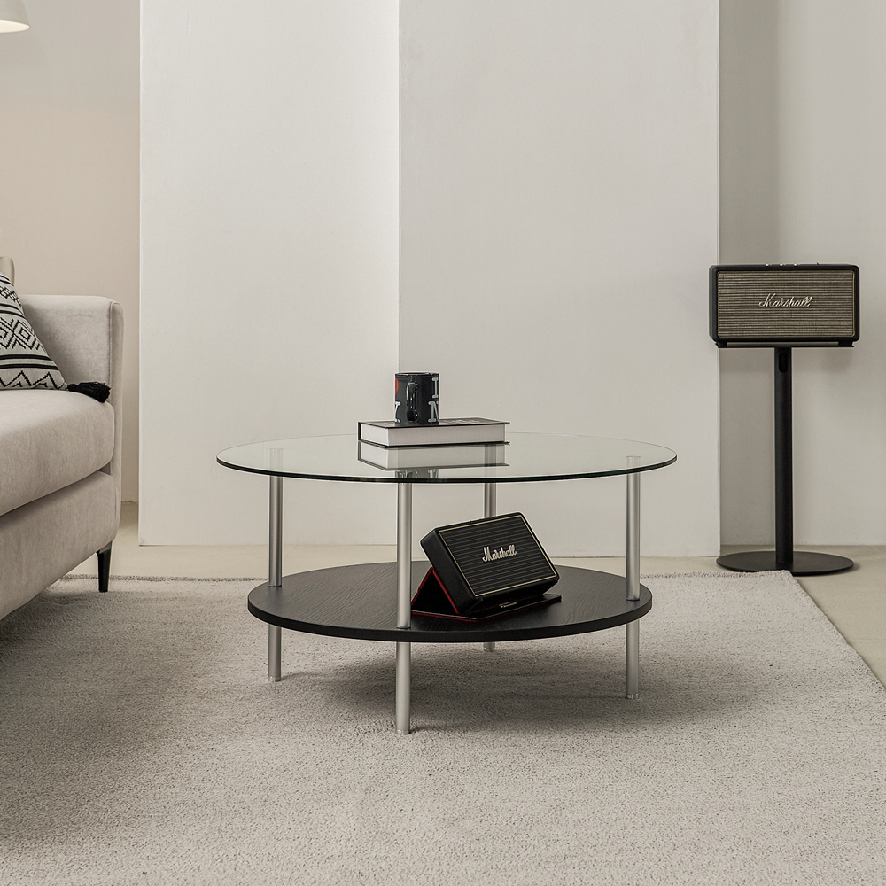 클라르 낮은 좌식테이블 높은 유리 소파 원형 티테이블 커피