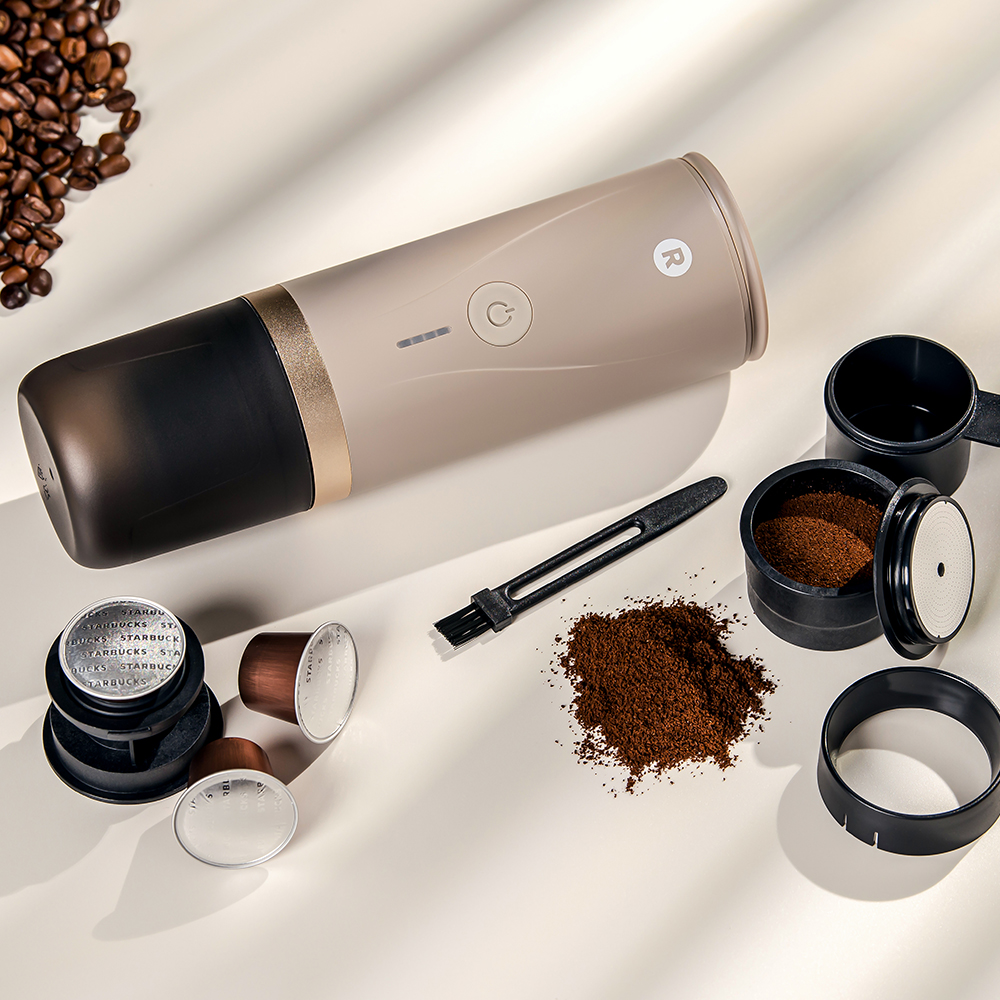 로스티코 휴대용 커피머신 에스프레소 머신 캡슐 아웃도어 캠핑 가정용 골든베이지