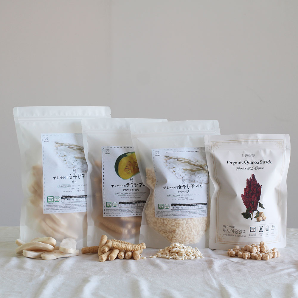 국내산 유기농 쌀과자 백미 시리얼 120g 외 11종 질마재농장 아기과자 떡뻥