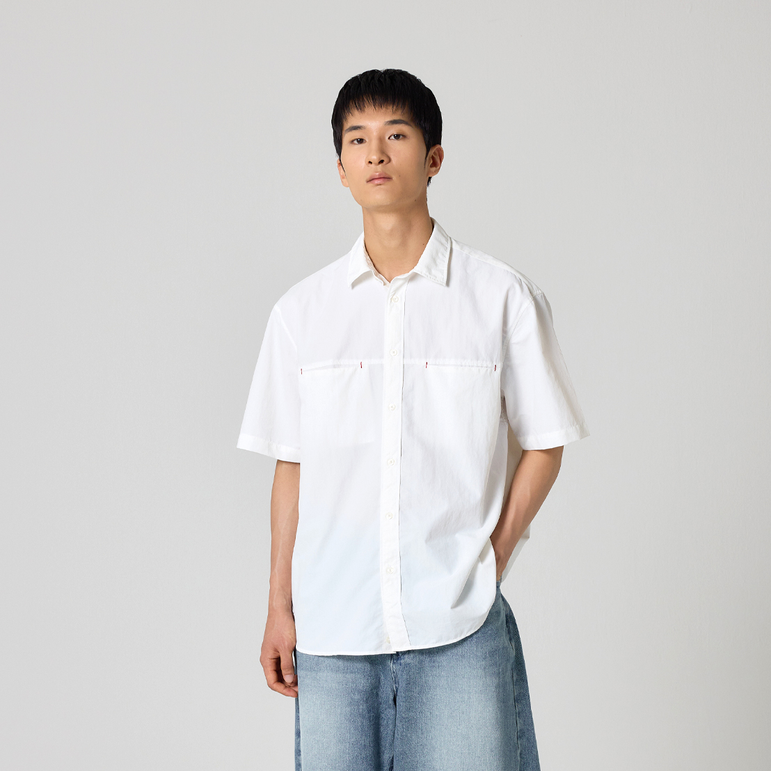 어반트 구김없는 나일론 히든포켓 반팔 남성 셔츠 오버핏 여름용 - 상세 이미지 3