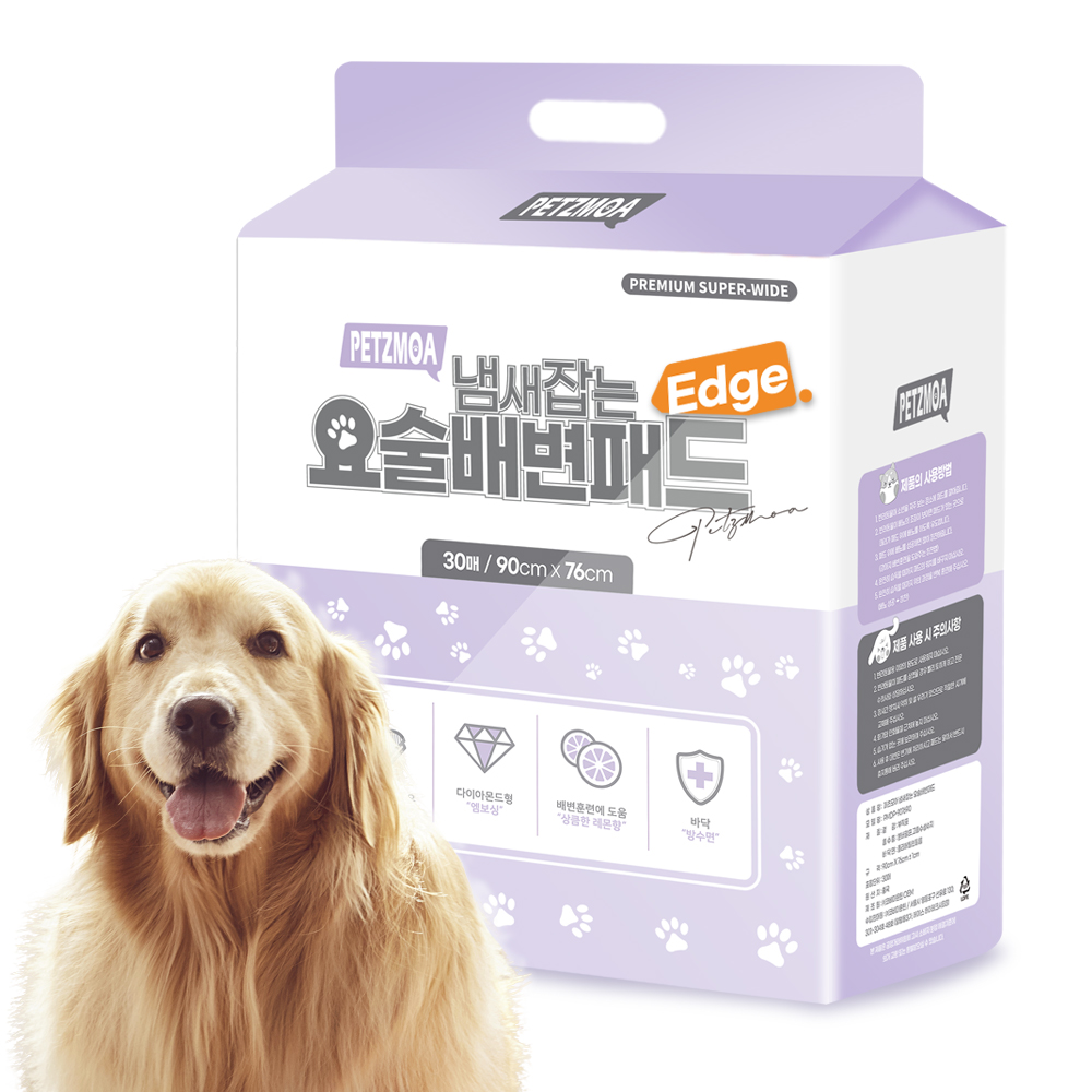페츠모아(천연펄프) 요술배변패드 프리미엄 엣지 강아지 배변패드 특대형, 30매입, 1개 - 상품 이미지