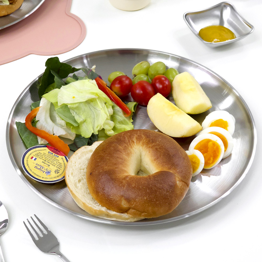 키친유 미피 스텐 원형 접시 30cm 요리 플레이트 샐러드 파스타 피자 카페 대형 큰 그릇 - 상세 이미지 4