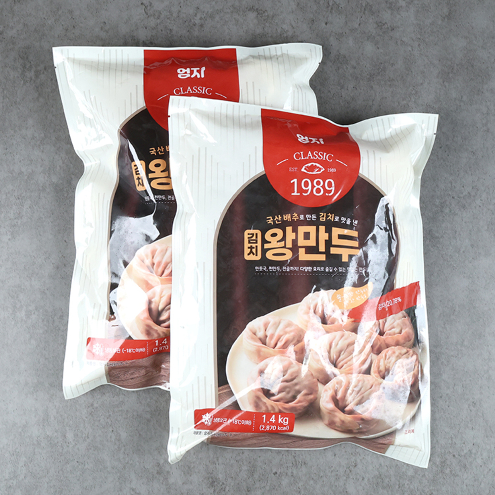 엄지 맛있는 왕만두 업소용 냉동만두 김치왕만두, 1.4kg, 6개 - 상품 이미지