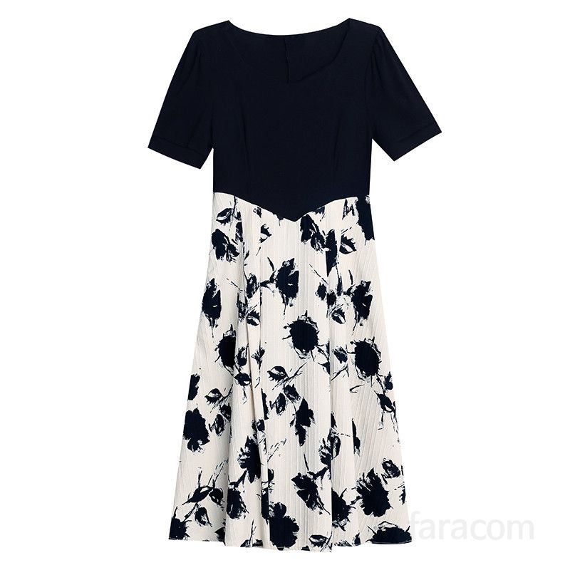 여름 여성 빅사이즈 브이넥 플라워 패턴 허리 스트랩 A라인 미디 롱원피스 룩 하객룩 8115 - 상세 이미지 5