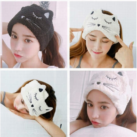 헤어밴드 세안밴드 화장밴드 고양이 귀모양 수면 세안 헤어