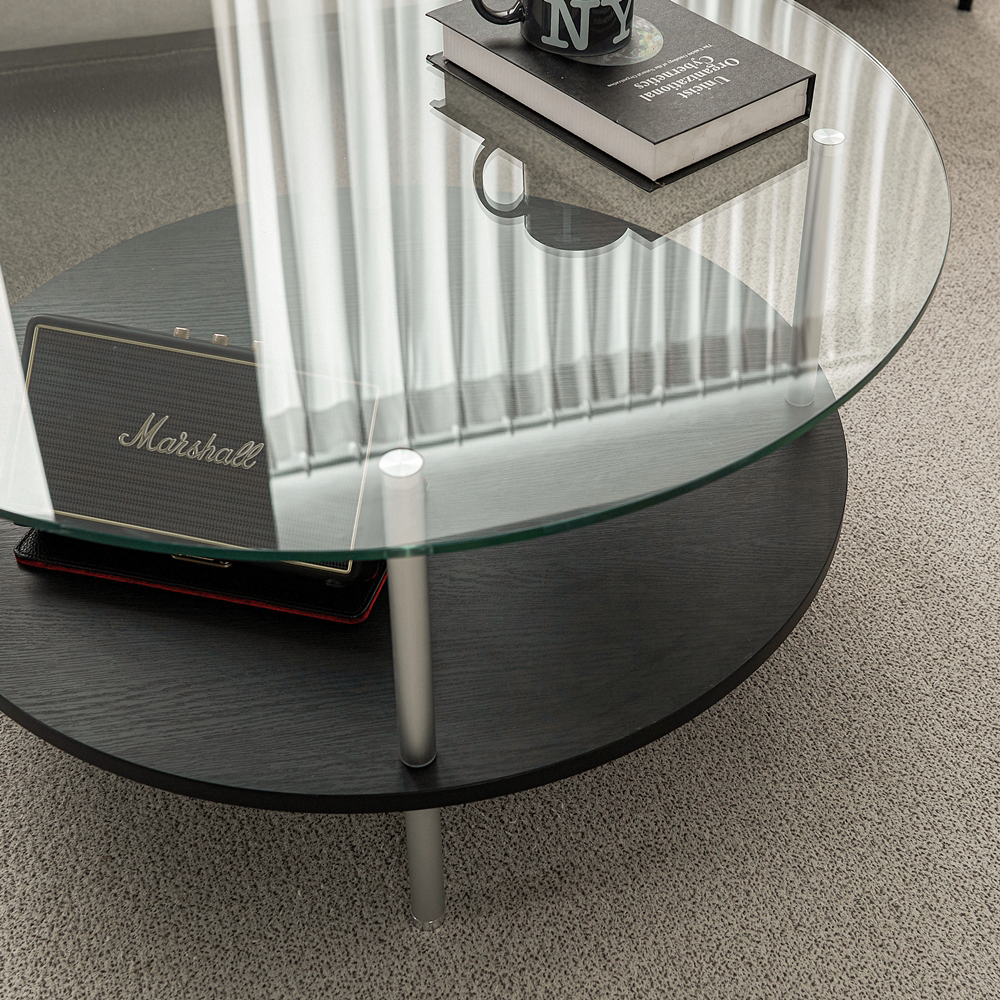 클라르 낮은 좌식테이블 높은 유리 소파 원형 티테이블 커피