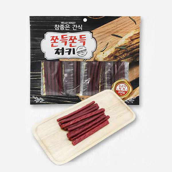 헬로도기 쫀득져키 대용량강아지간식 애견 건조간식 소고기져키, 300g, 1개 - 상품 이미지