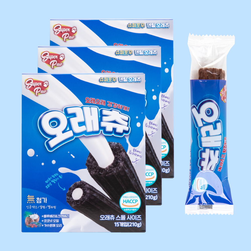 (2+1박스) 슈퍼포우 덴탈껌 S 코스트코 입점 강아지껌 치석제거 개껌 오래츄, S(중형), 3개