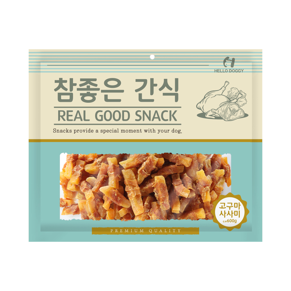 헬로도기 강아지대용량간식 건조 사사미 애견간식 고구마사사미, 600g, 1개 - 메인 이미지