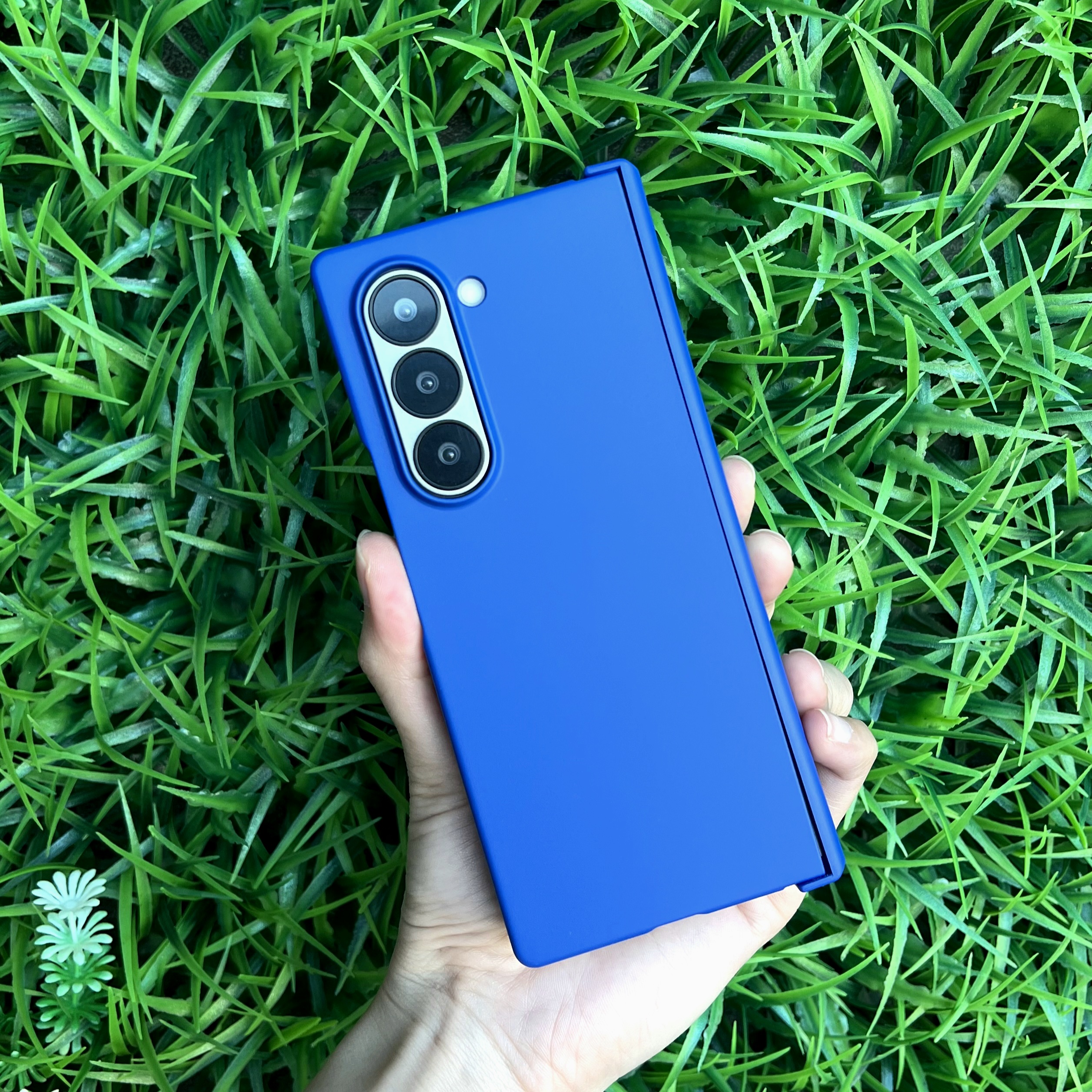 힌지보호 케이스 하드 범퍼 슬림 풀커버 카메라보호 지플립 클라인블루, 갤럭시Z 폴드3 - 상품 이미지