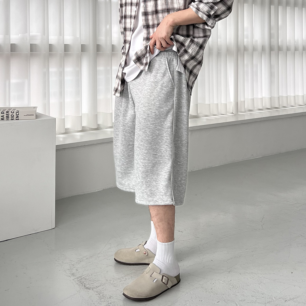 남자버뮤다팬츠 남자트랙팬츠 흰반바지 통큰바지 - 상세 이미지 4