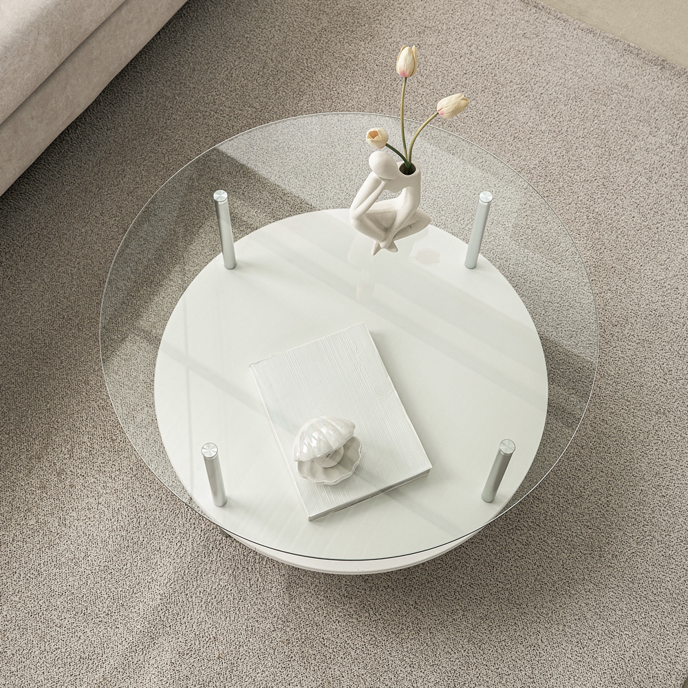 클라르 낮은 좌식테이블 높은 유리 소파 원형 티테이블 커피