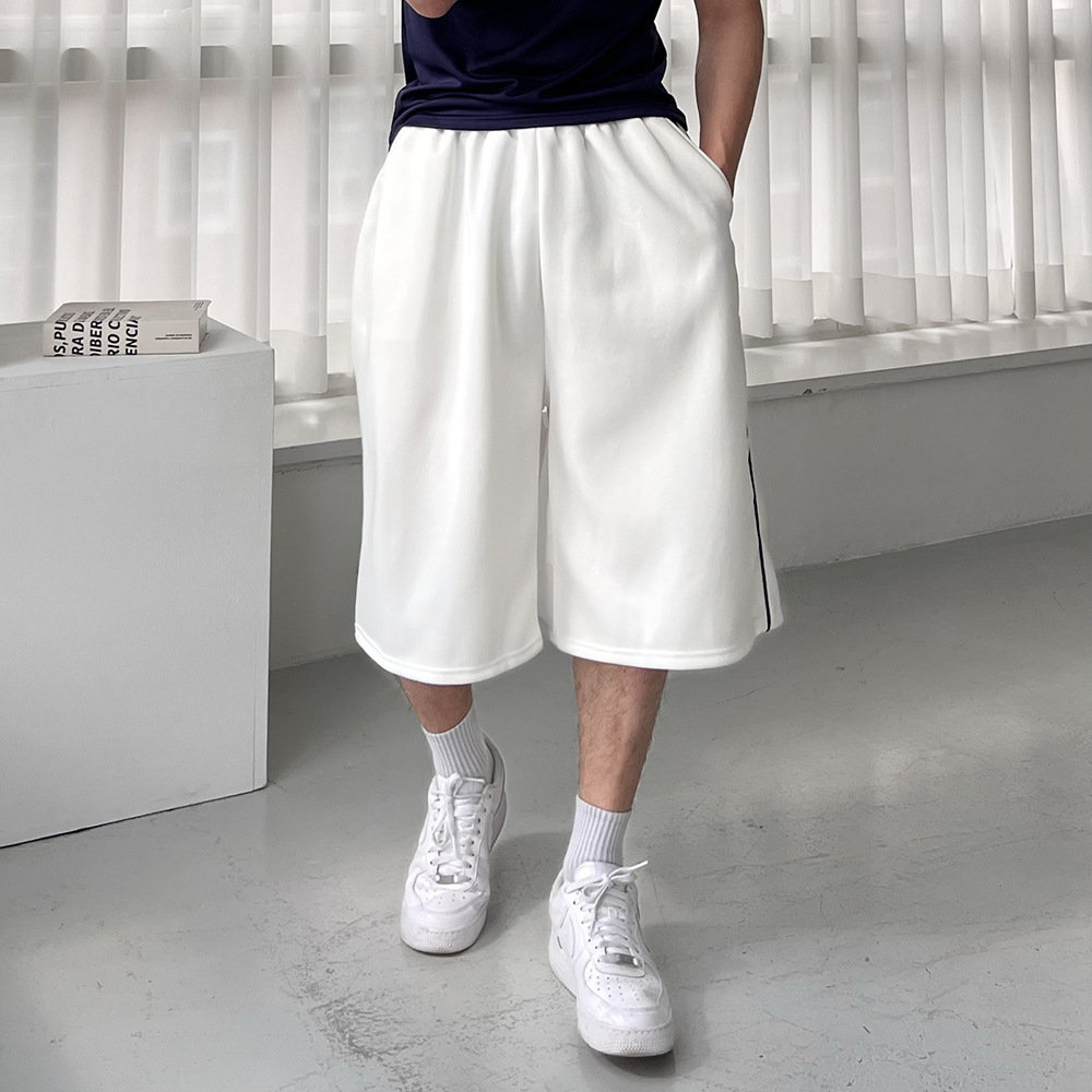 남자버뮤다팬츠 남자트랙팬츠 흰반바지 통큰바지 - 상세 이미지 2