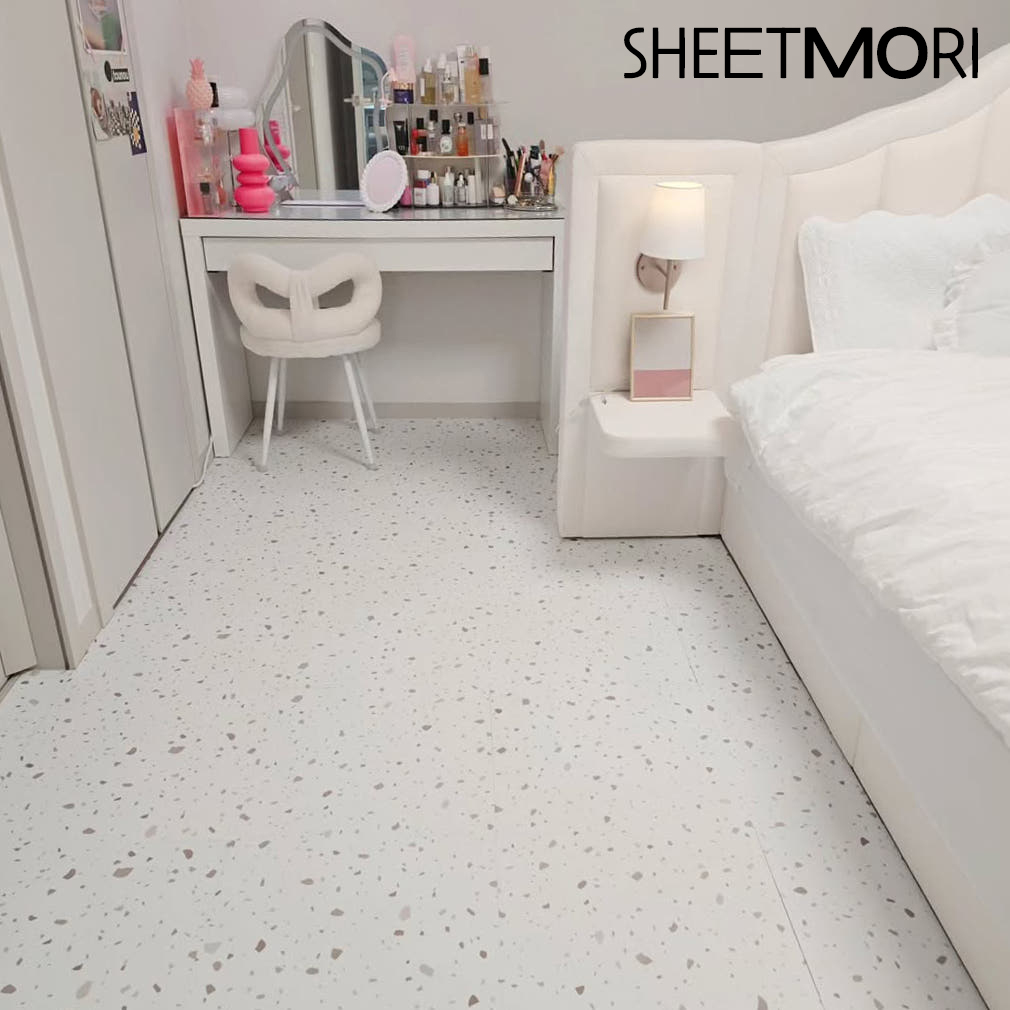 시트몰이 비접착식 데코타일 현관 바닥 베란다 타일 455x455x2mm, 크림 칩, 16장