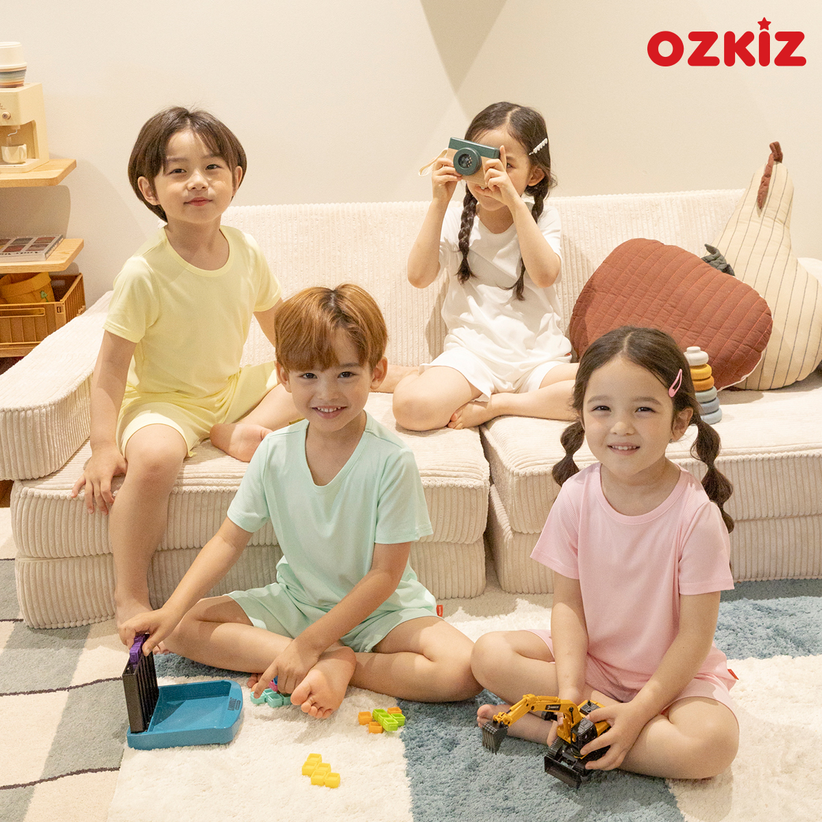 오즈키즈 아기내복 유아 실내복 여름 반팔 7부 키즈 여아 남아 - 상품 이미지