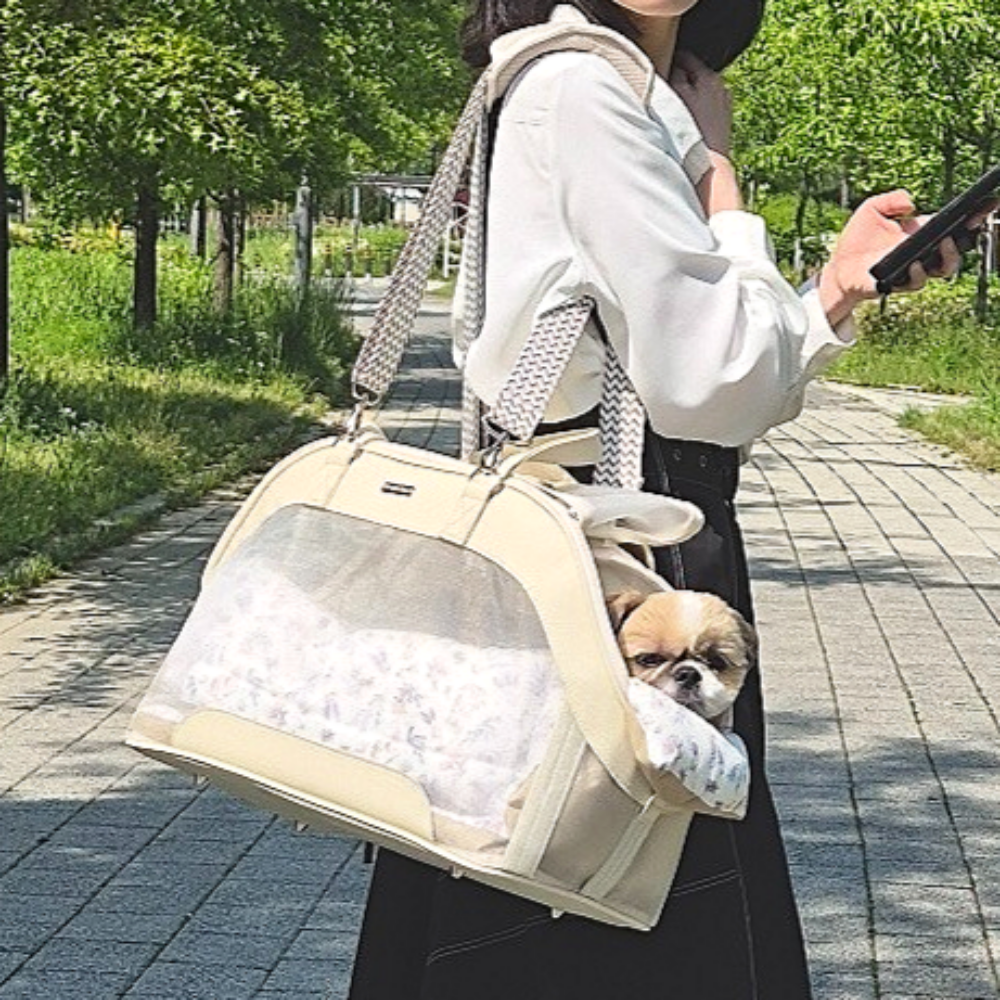강아지가방 메쉬 숄더백 애견 이동가방 여름 캐리어 고양이이동장 M 이미지 8