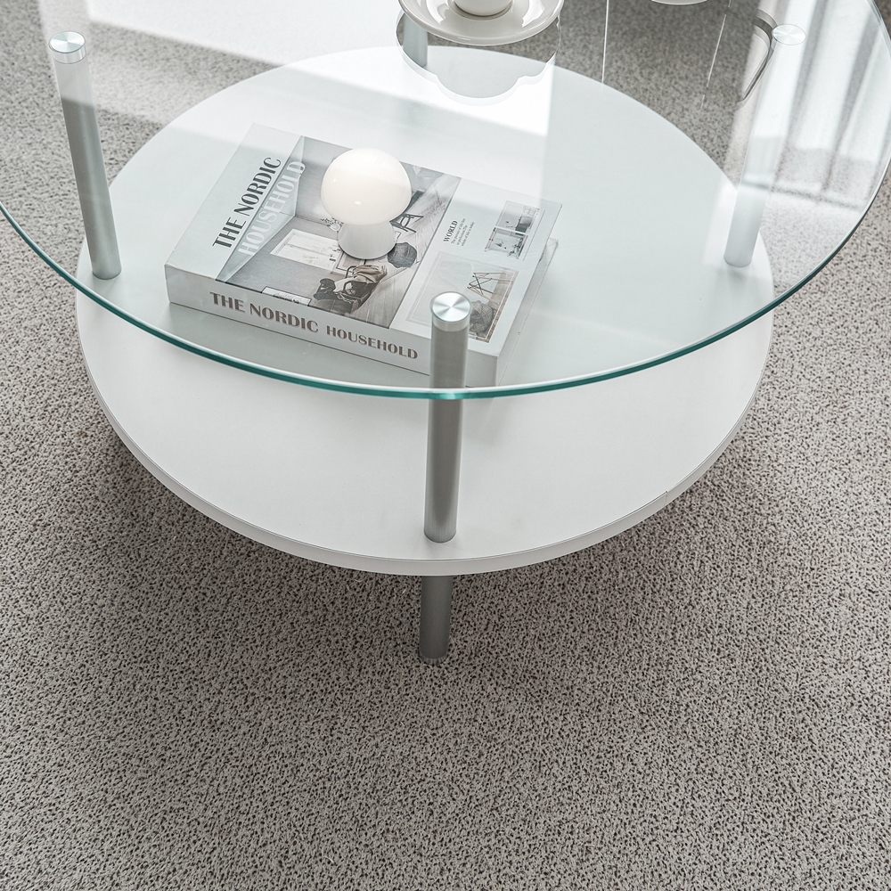 클라르 높은 좌식테이블 소파 쇼파 원형 낮은 커피 유리 테이블