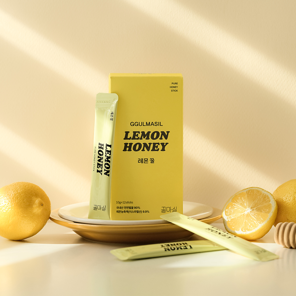 꿀마실 자연 벌꿀 레몬허니 새콤달콤 꿀스틱 레몬꿀 10gX12ea