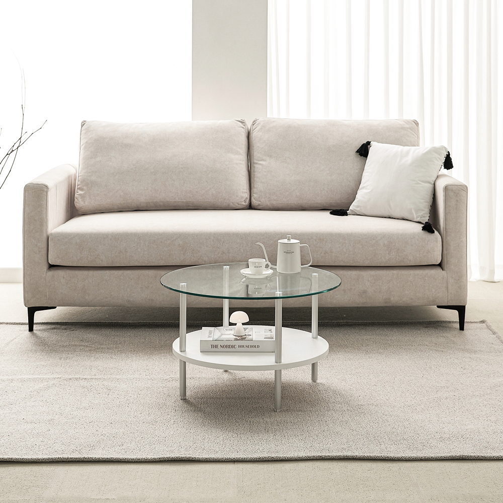 클라르 높은 좌식테이블 소파 쇼파 원형 낮은 커피 유리 테이블