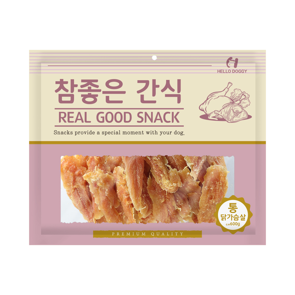 헬로도기 강아지대용량간식 건조 사사미 애견간식 통닭가슴살, 600g, 1개 - 메인 이미지