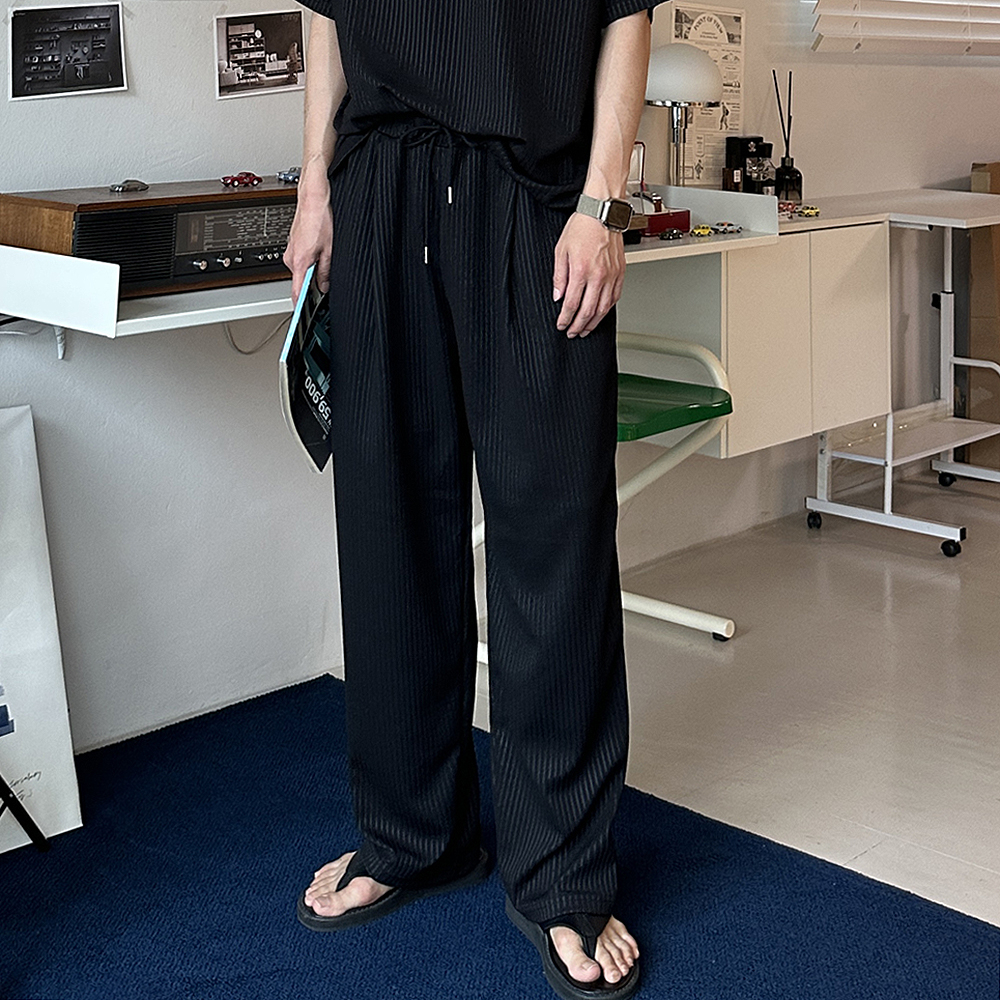 남자 여름바지 아이스 쿨 플리츠 팬츠 남자 냉장고바지 - 상세 이미지 2