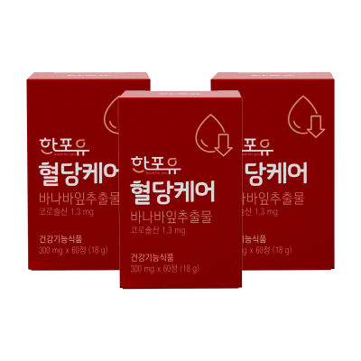(6개월) 한포유 혈당케어 바나바잎 300mg X 60정 추출물 X 3박스 - 메인 이미지