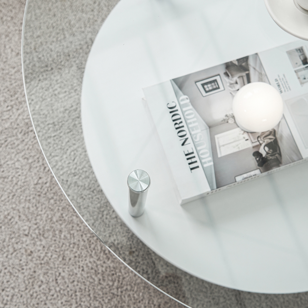 클라르 높은 좌식테이블 소파 쇼파 원형 낮은 커피 유리 테이블