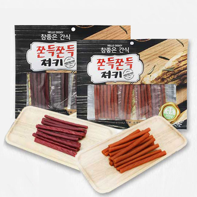 헬로도기 쫀득져키 대용량강아지간식 애견 건조간식 고구마치킨져키, 300g, 1개 - 상세 이미지 5