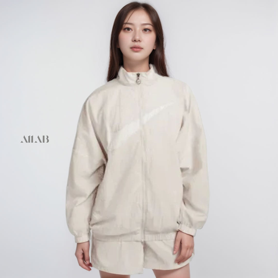 [국내매장판] 나이키 에센셜 바람막이 빅스우시 우븐 자켓 윈드러너 러닝 재킷 크림화이트, M - 상품 이미지