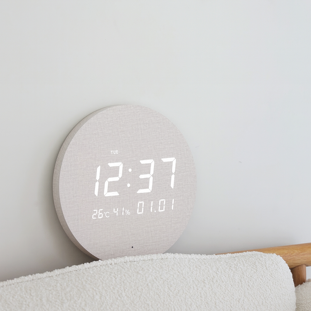 카파 무선 디지털 LED 벽시계 무소음 전자 벽걸이시계 30cm