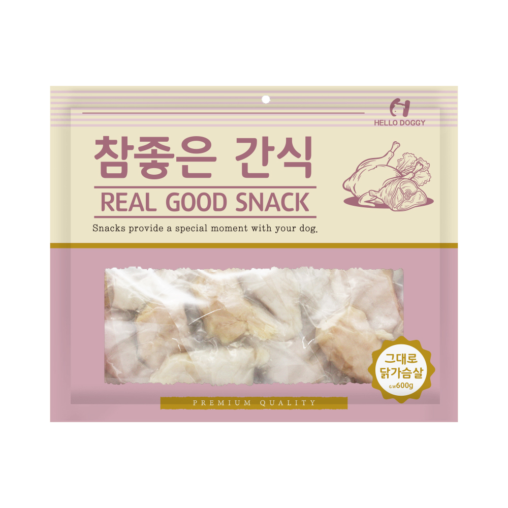 헬로도기 강아지대용량간식 건조 사사미 애견간식 그대로닭가슴살, 600g, 1개 - 메인 이미지