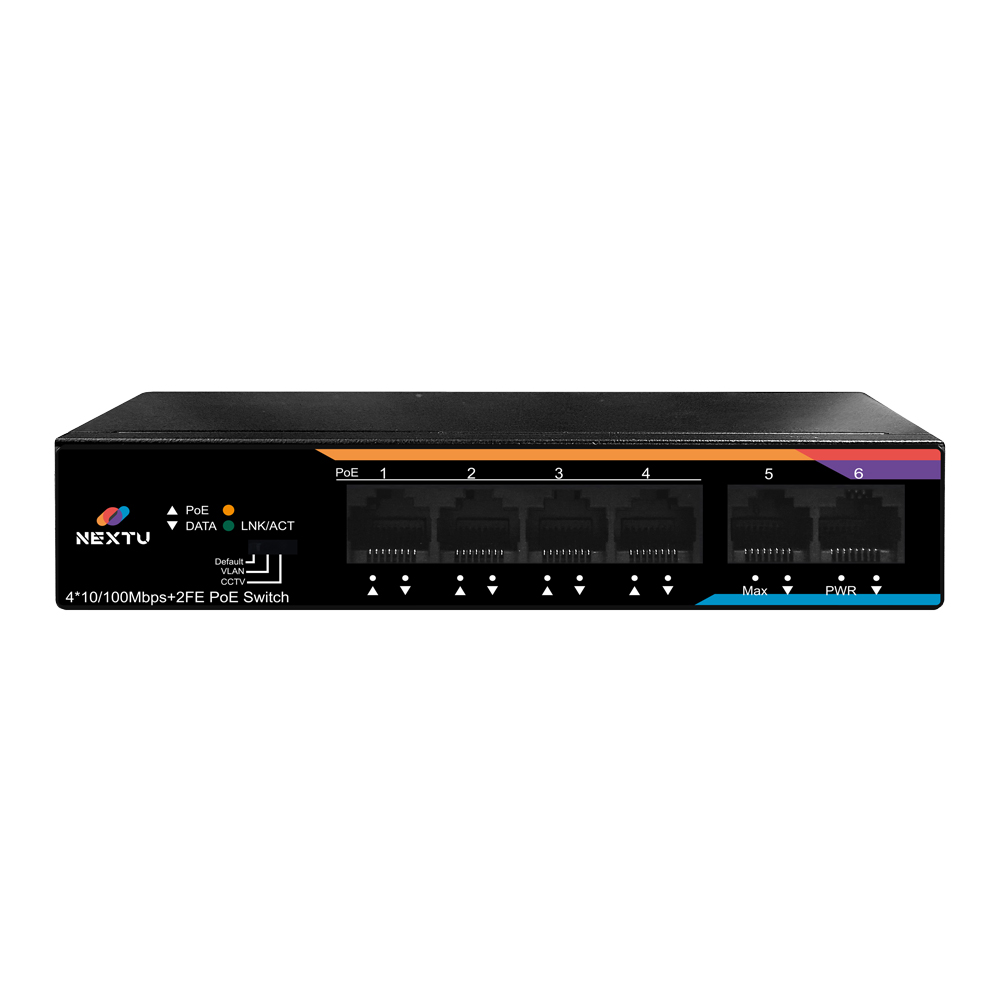 4포트 10/100M POE+ 업링크 2포트 TP 스위칭허브/CCTV 모드 지원 NEXT POE606F - 상품 이미지