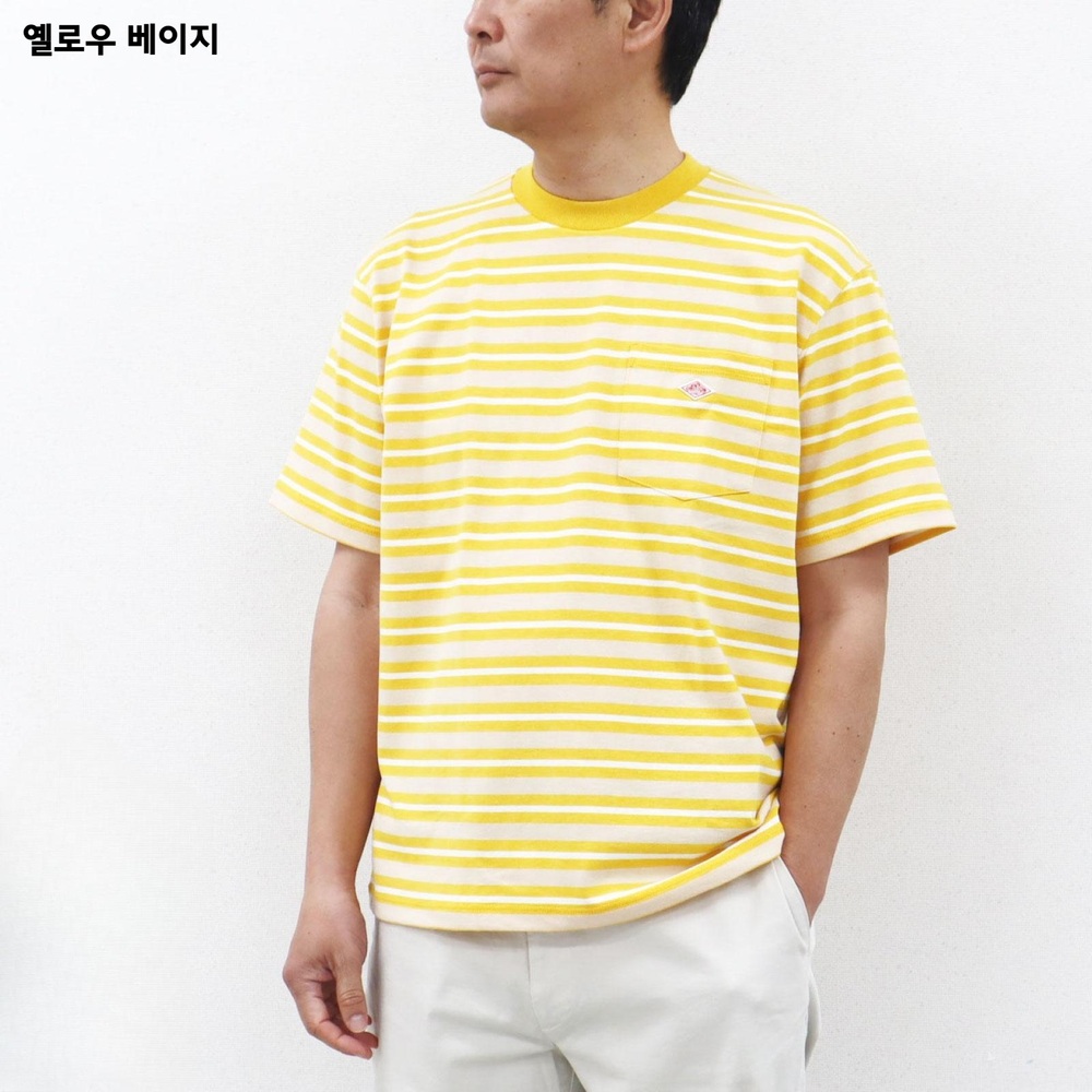 단톤 25FW 포켓 스트라이프 반팔 티셔츠 남성 DT-C0198TCB 헤더 화이트챠콜 M 이미지 6