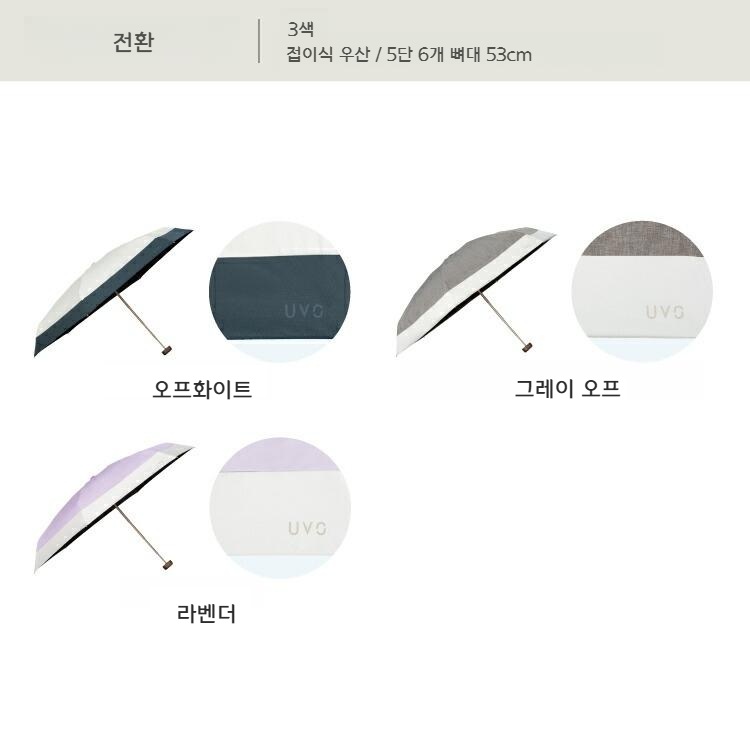 Wpc 경량 5단 접이식 우산 UV차단 우양산 일본양산 UV차단 전환 오프화이트 - 상세 이미지 3