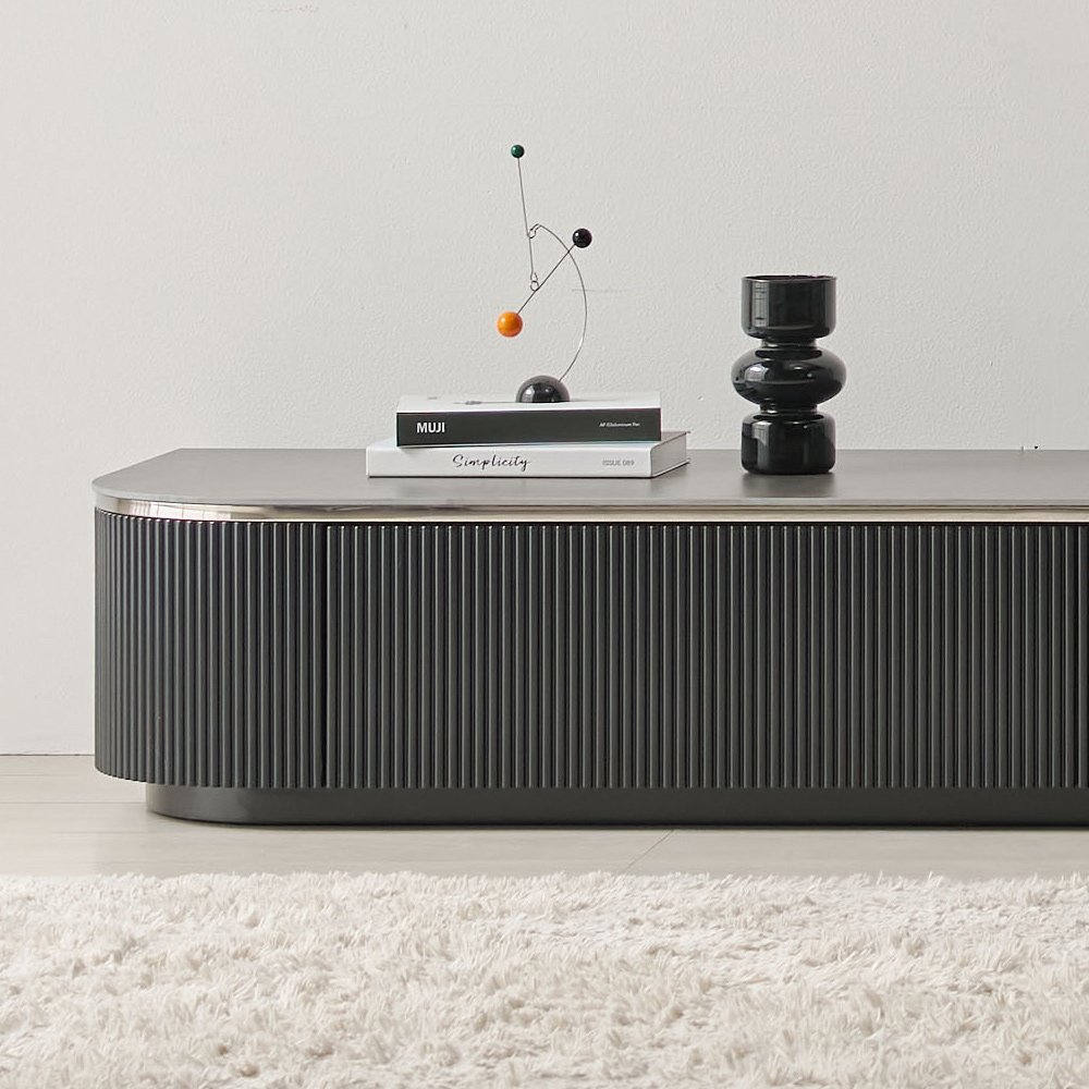 낮은 세라믹거실장 100인치 템바보드 폭넓은 TV거실장 티비다이 3200, 블랙