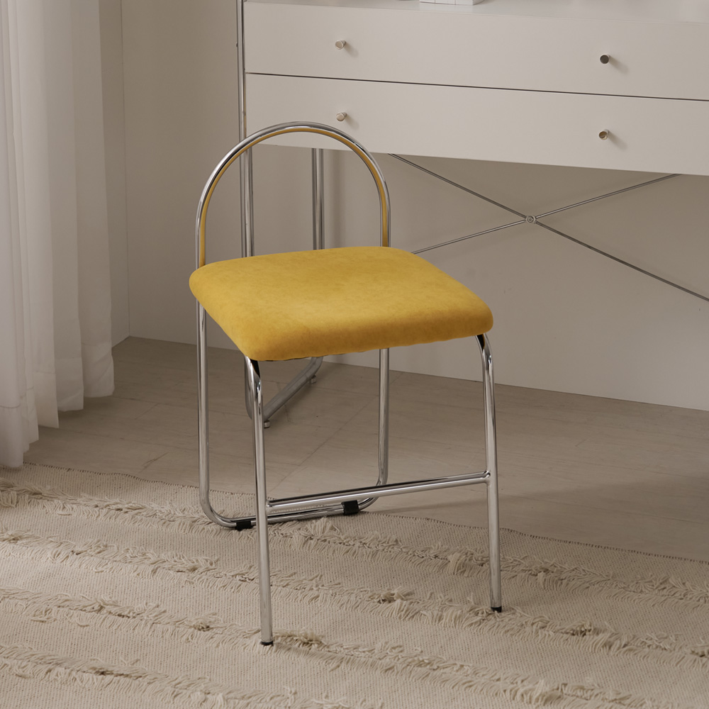 엘라 스툴 패브릭 화장대 의자 글래시머스타드 CNM240C