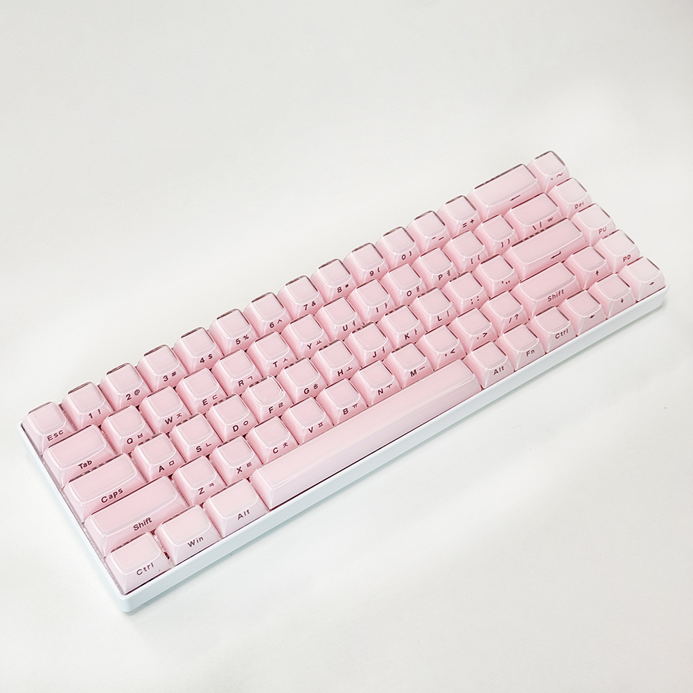 크리스탈 핑크 한글 측각 젤리 푸딩 투명 키캡 OEM PC 이중사출 기계식 키보드 - 상세 이미지 3
