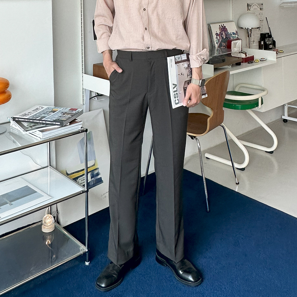 남자 슬랙스 남자 정장 바지 일자핏 링클프리 슬랙스 - 상품 이미지